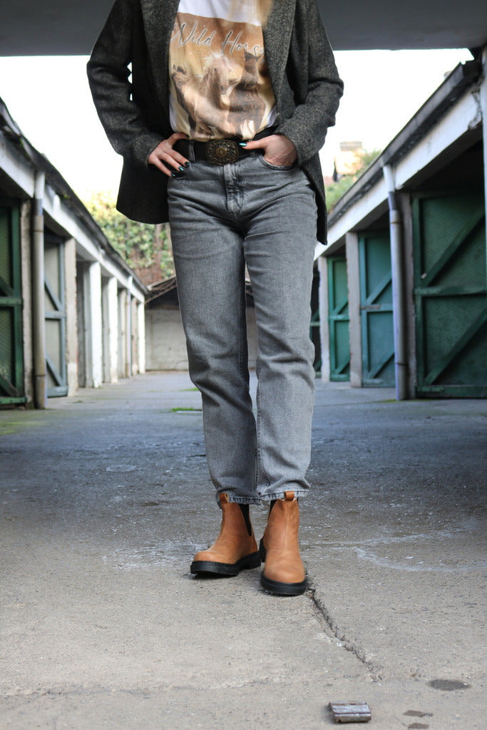 Bototo Botin Cuero Cafe Tostado Camel Mujer