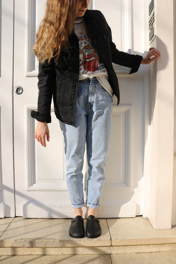 Zueco Sueco Zapato Cuero Mujer Negro