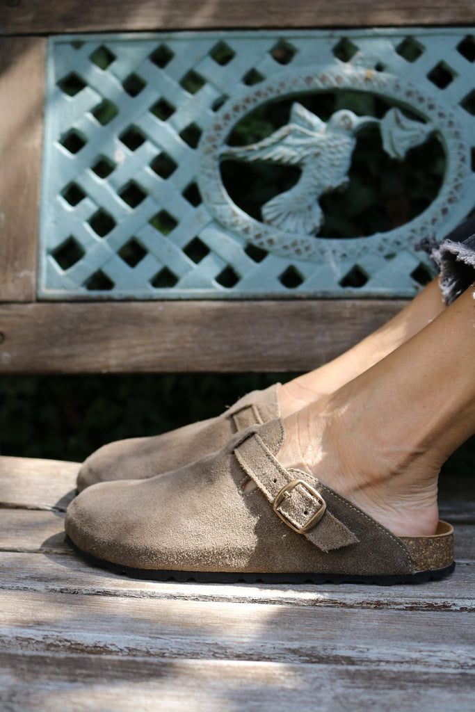 Zueco Sueco Zapato Cuero Mujer Taupe