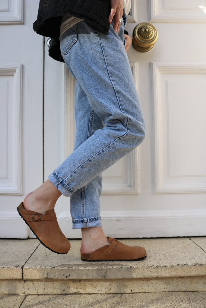 Zueco Sueco Zapato Cuero Mujer Camel