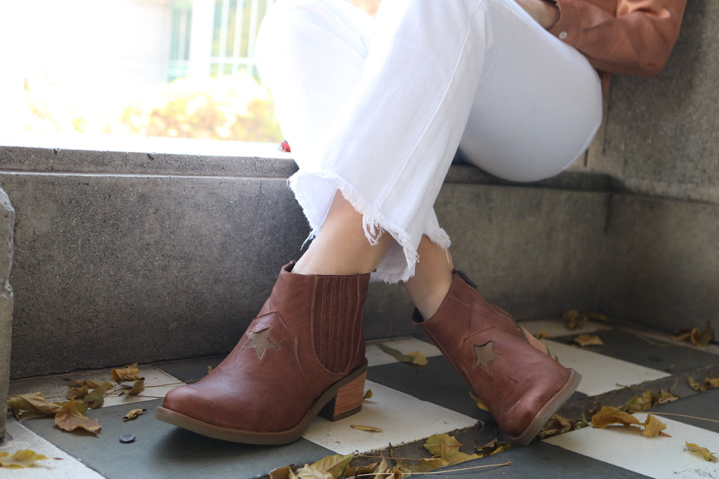 Botin Cuero Mujer Cafe